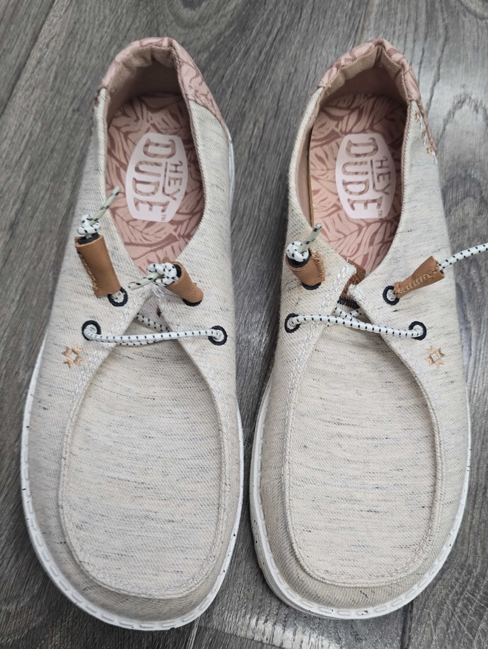 Hey Dude Women's Beige Canvas Casual Slip-On Shoes